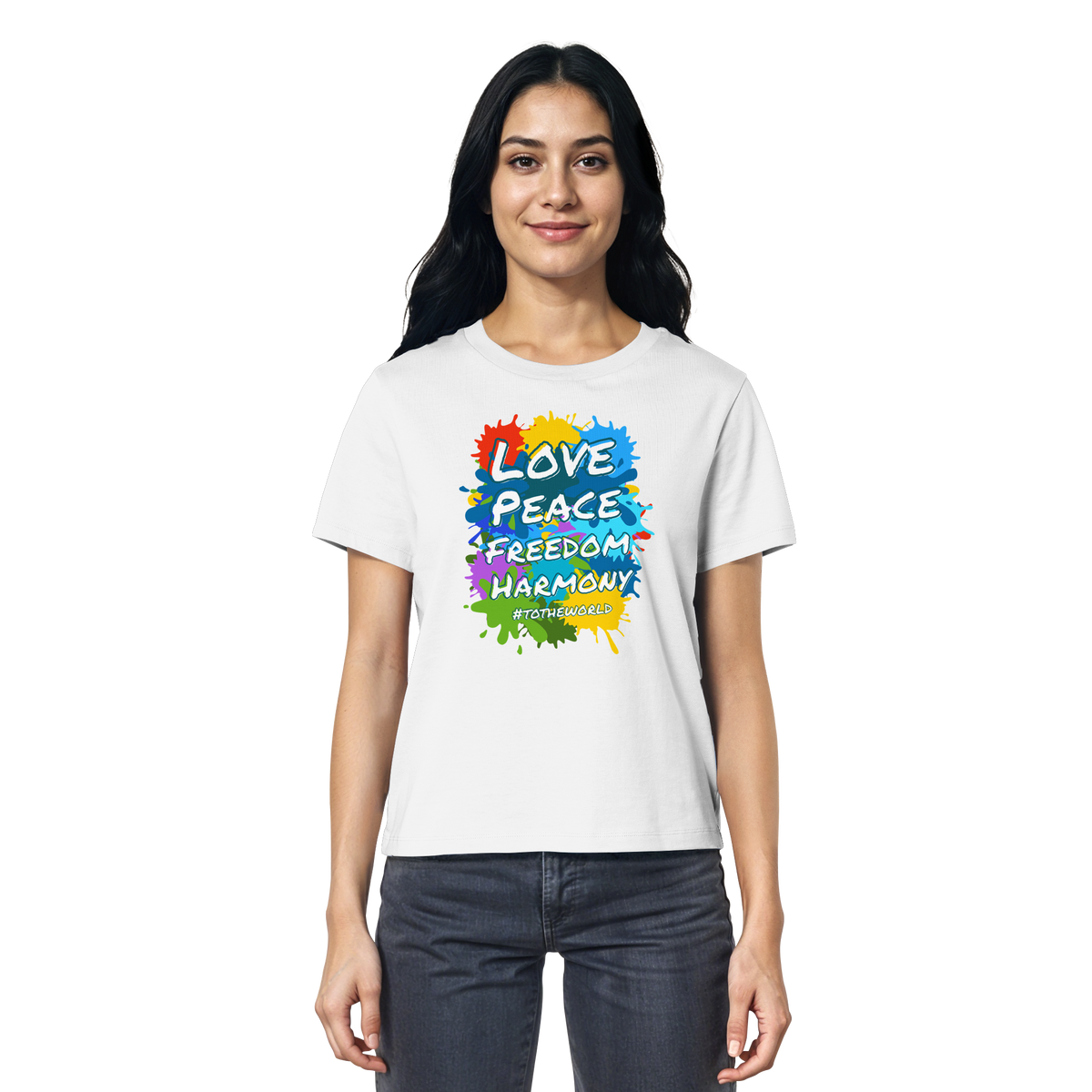 Peace-Damenshirt • Love Peace Freedom Harmony • Bio-Ladies-Shirt