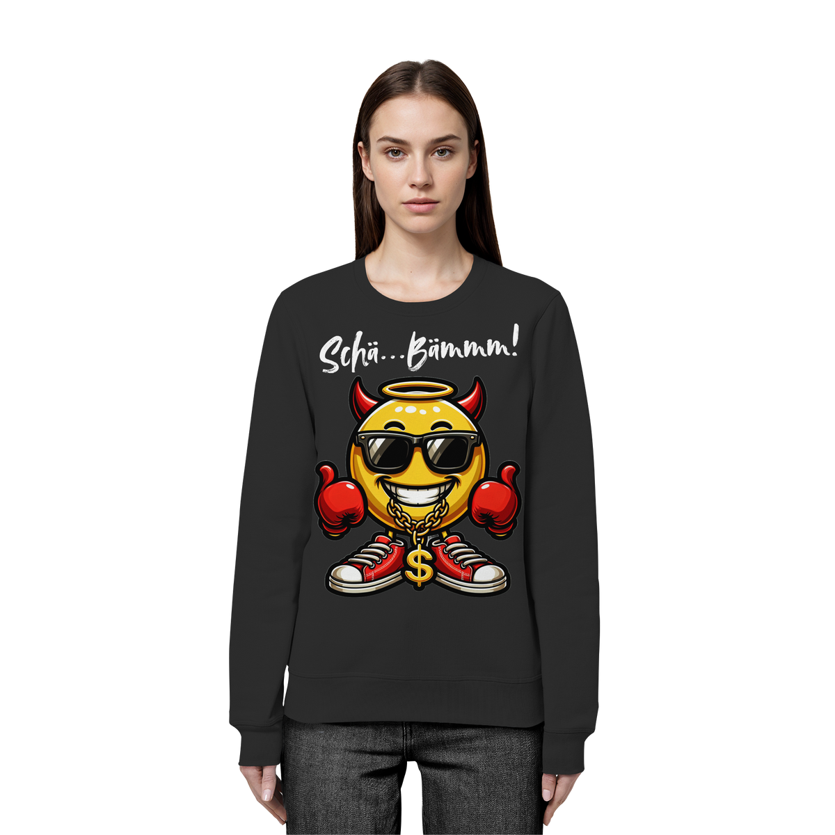 Lustiges Sweatshirt mit Emoji • Schä…Bämmm! • Bio-Unisex