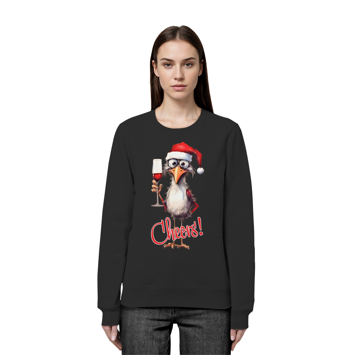 Lustiger Weihnachtspullover • Santa Chicken Cheers! • Bio-Sweatshirt