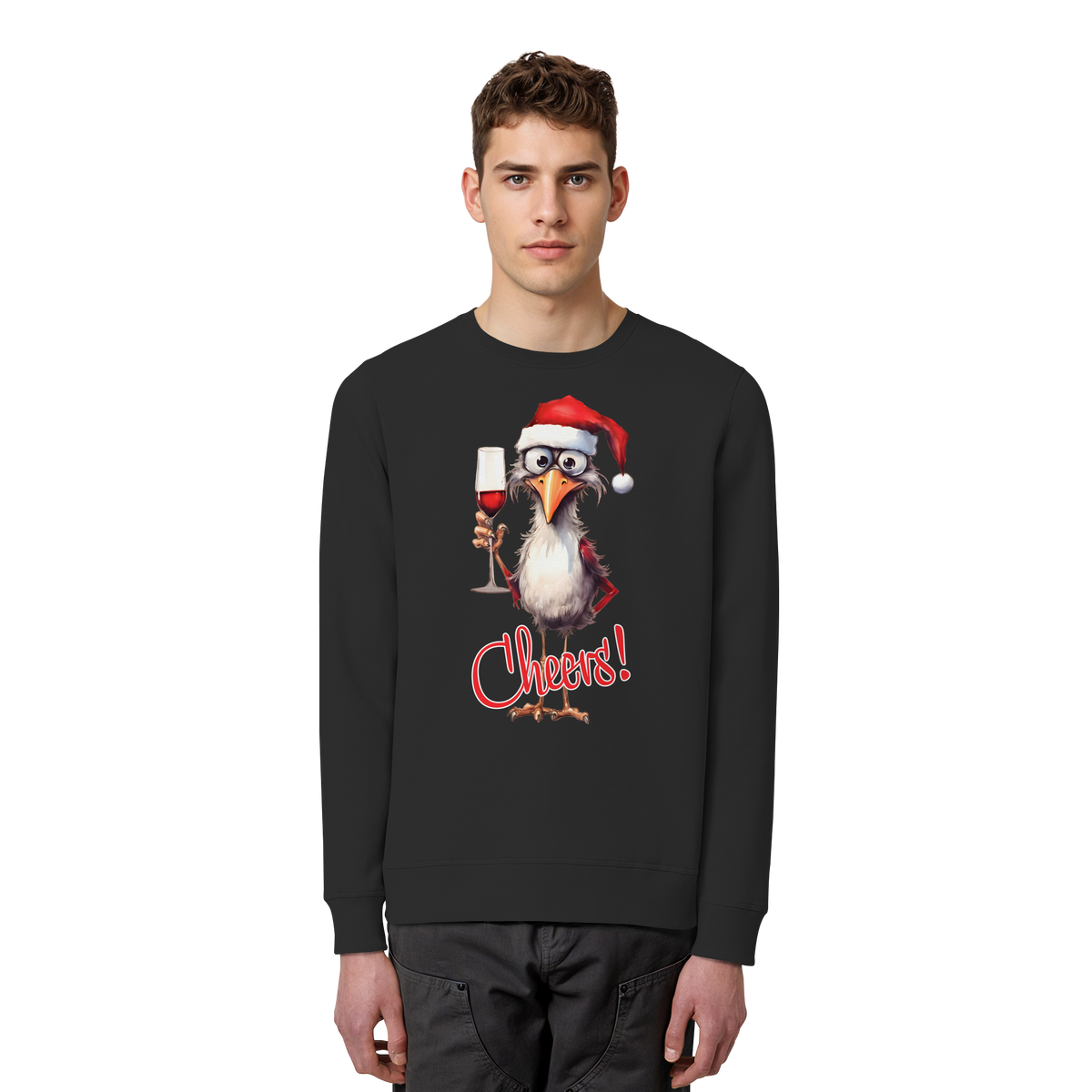 Lustiger Weihnachtspullover • Santa Chicken Cheers! • Bio-Sweatshirt