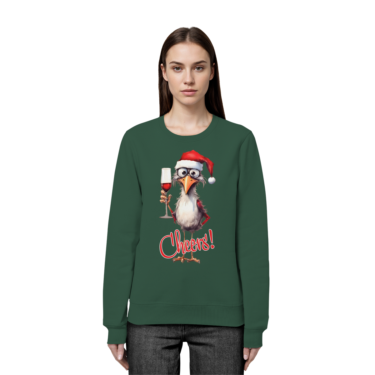 Lustiger Weihnachtspullover • Santa Chicken Cheers! • Bio-Sweatshirt
