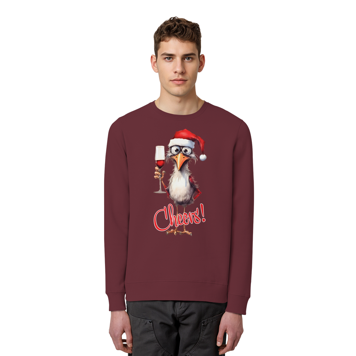 Lustiger Weihnachtspullover • Santa Chicken Cheers! • Bio-Sweatshirt