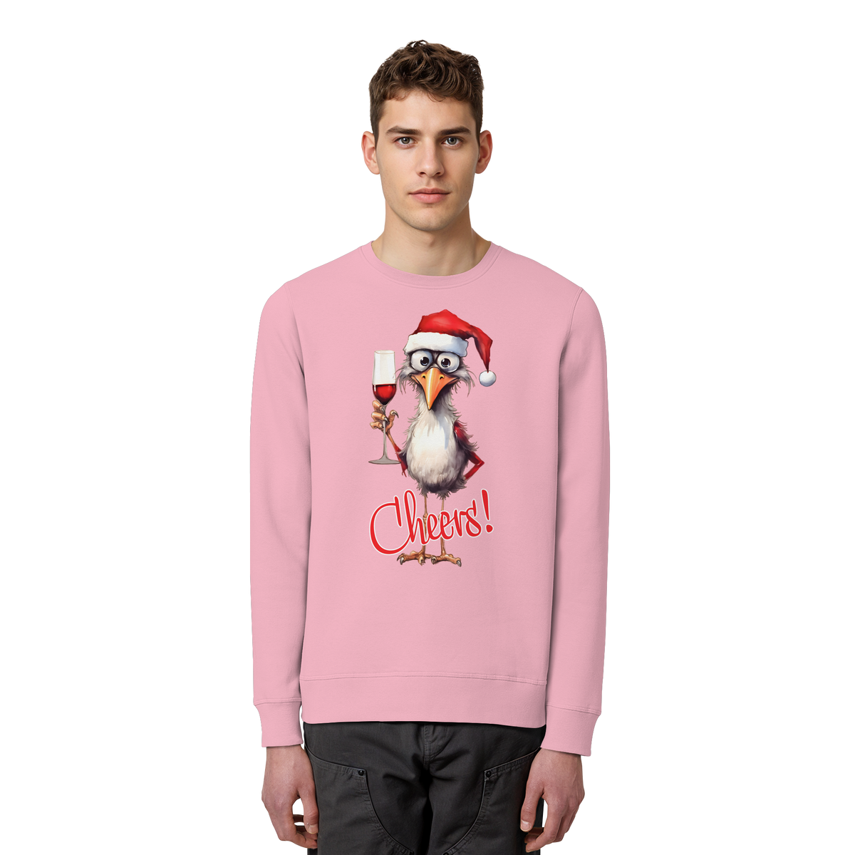 Lustiger Weihnachtspullover • Santa Chicken Cheers! • Bio-Sweatshirt