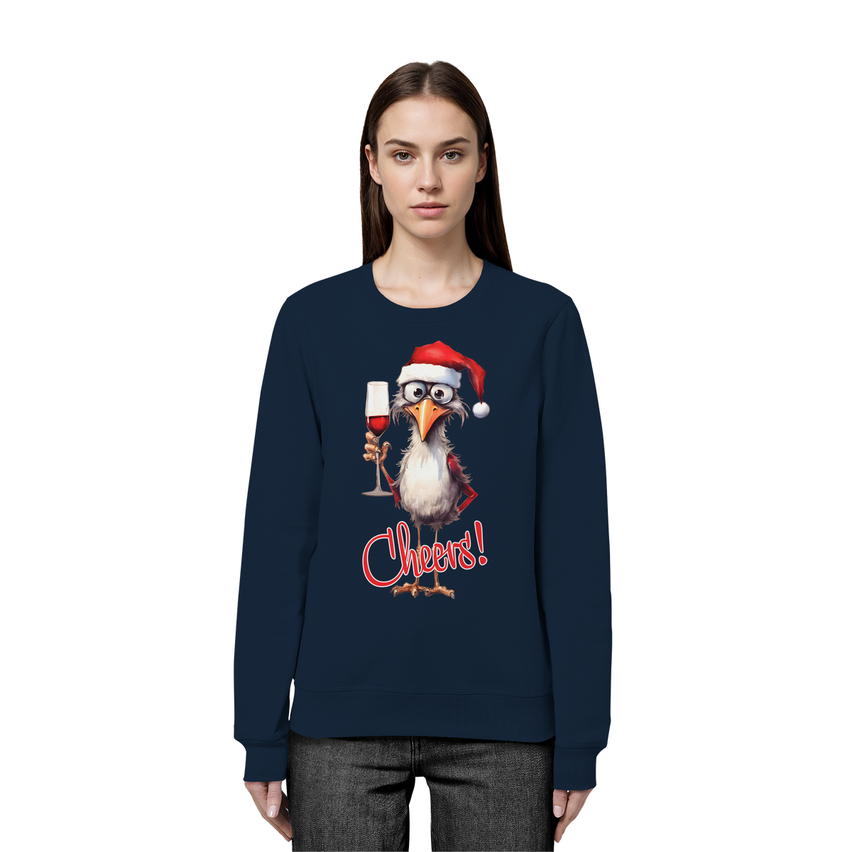 Lustiger Weihnachtspullover • Santa Chicken Cheers! • Bio-Sweatshirt