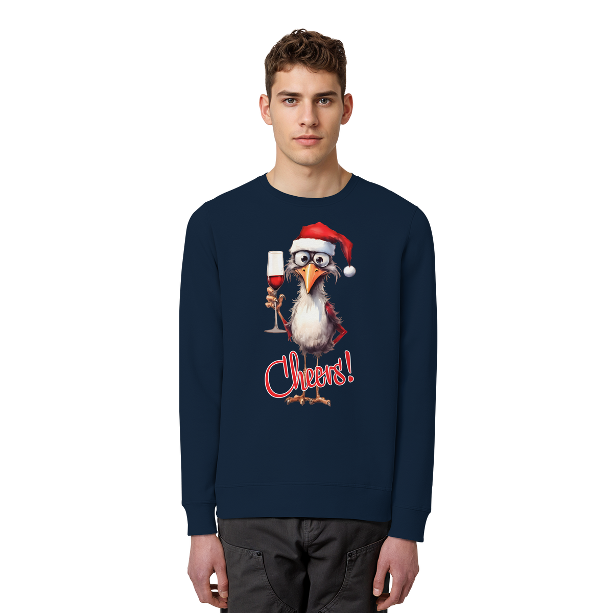 Lustiger Weihnachtspullover • Santa Chicken Cheers! • Bio-Sweatshirt