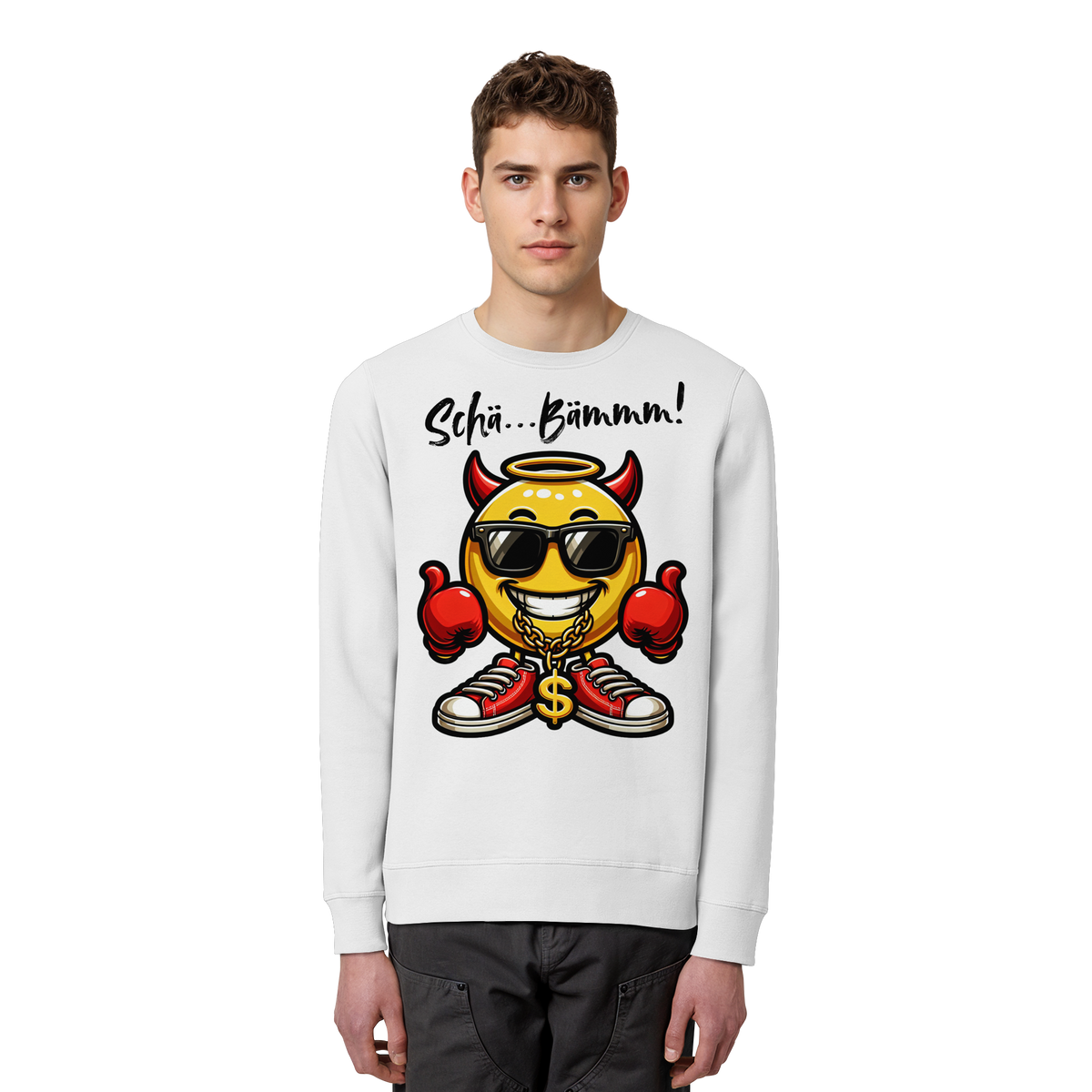 Lustiges Sweatshirt mit Emoji • Schä…Bämmm! • Bio-Unisex