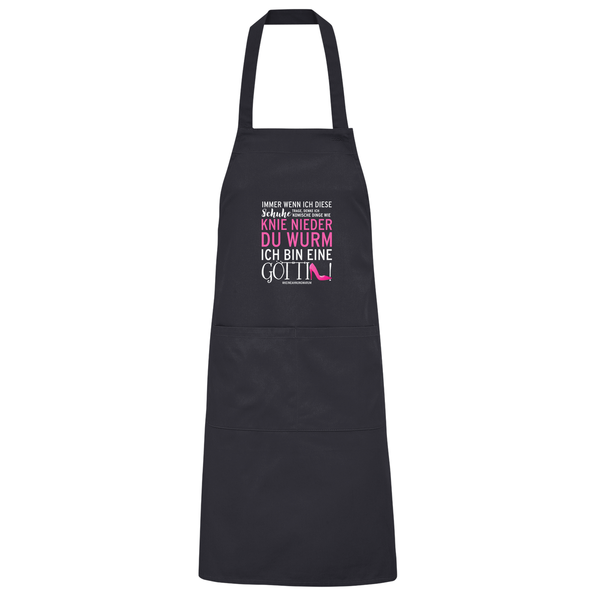 Grillschürze Damen mit Spruch • Knie nieder du Wurm, ich bin eine Göttin • Bio-Schürze