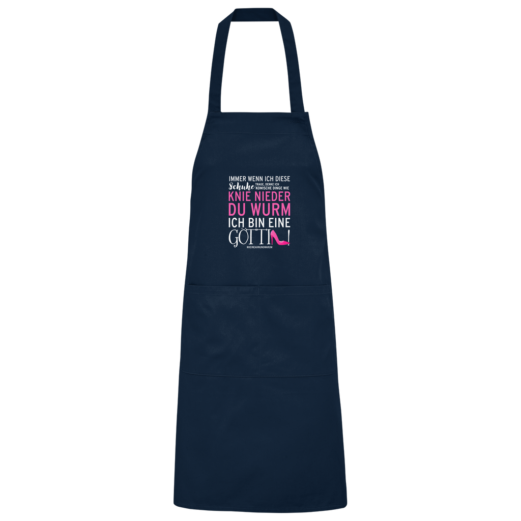 Grillschürze Damen mit Spruch • Knie nieder du Wurm, ich bin eine Göttin • Bio-Schürze