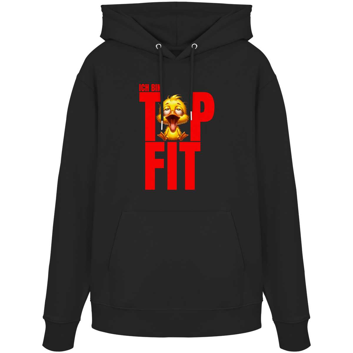 Lustiger Hoodie mit Ente • Ich bin top fit • Bio-Kapuzenpullover