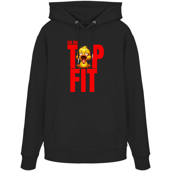 Lustiger Hoodie mit Ente • Ich bin top fit • Bio-Kapuzenpullover