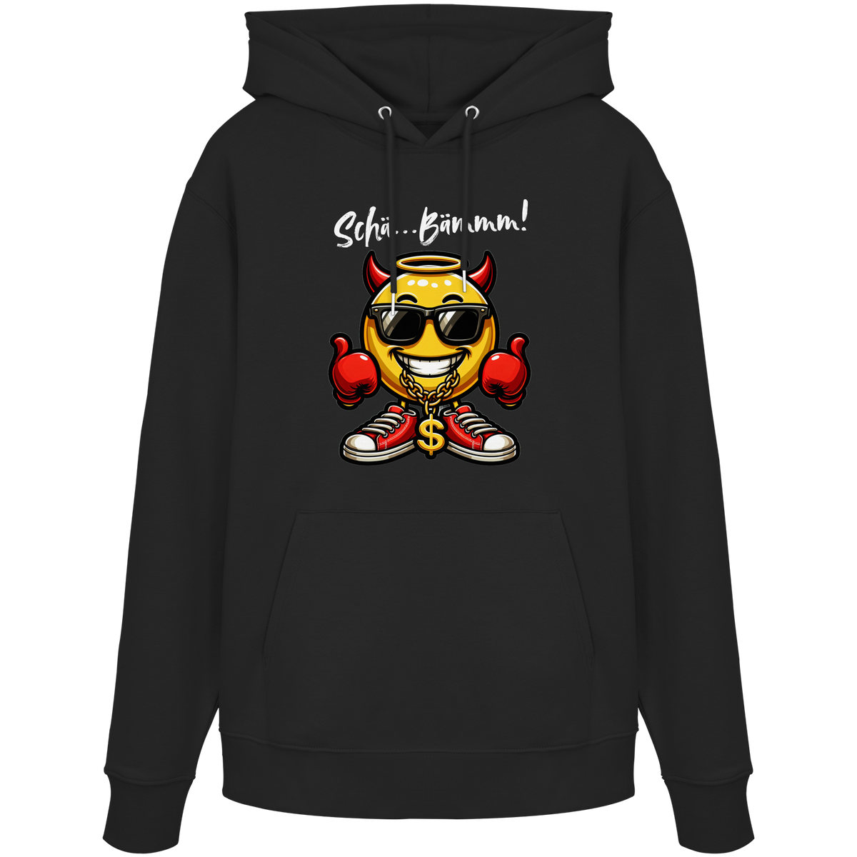 Lustiger Hoodie mit Emoji • Schä…Bämmm! • Bio-Kapuzenpullover