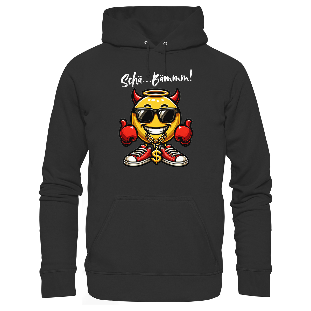 Lustiger Hoodie mit Emoji • Schä…Bämmm! • Bio-Kapuzenpullover