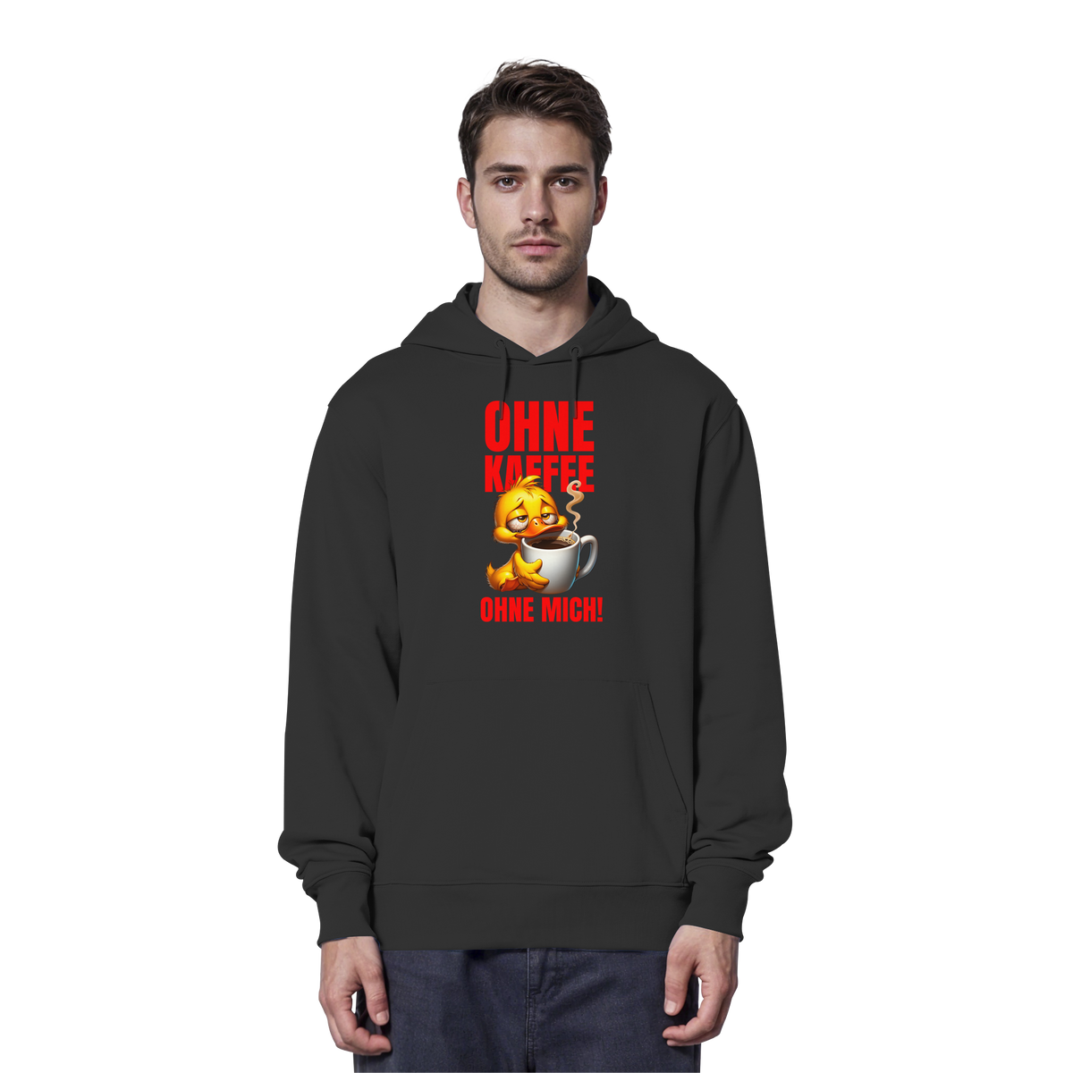 Lustiger Hoodie mit Ente • Ohne Kaffee, ohne mich! • Bio-Kapuzenpullover