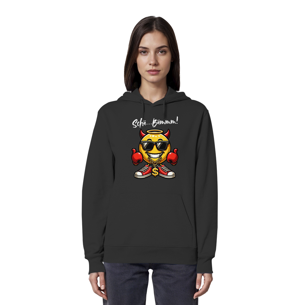 Lustiger Hoodie mit Emoji • Schä…Bämmm! • Bio-Kapuzenpullover