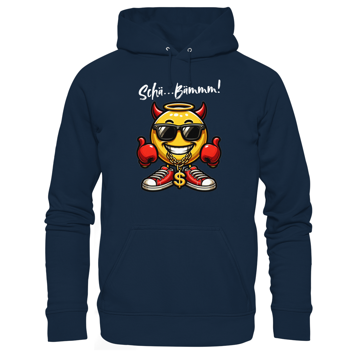 Lustiger Hoodie mit Emoji • Schä…Bämmm! • Bio-Kapuzenpullover