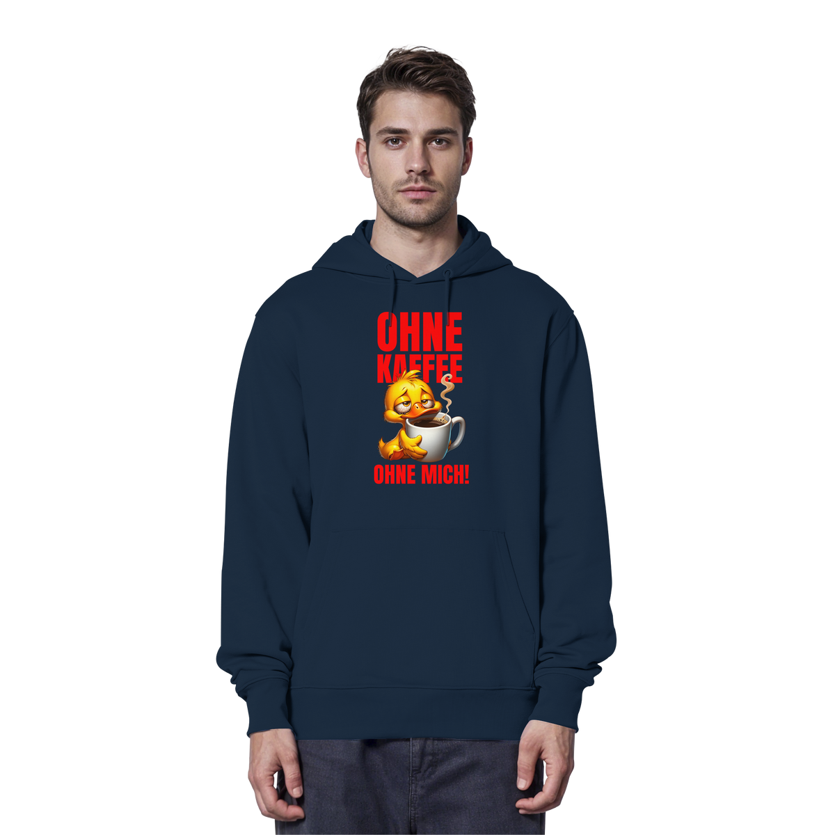 Lustiger Hoodie mit Ente • Ohne Kaffee, ohne mich! • Bio-Kapuzenpullover