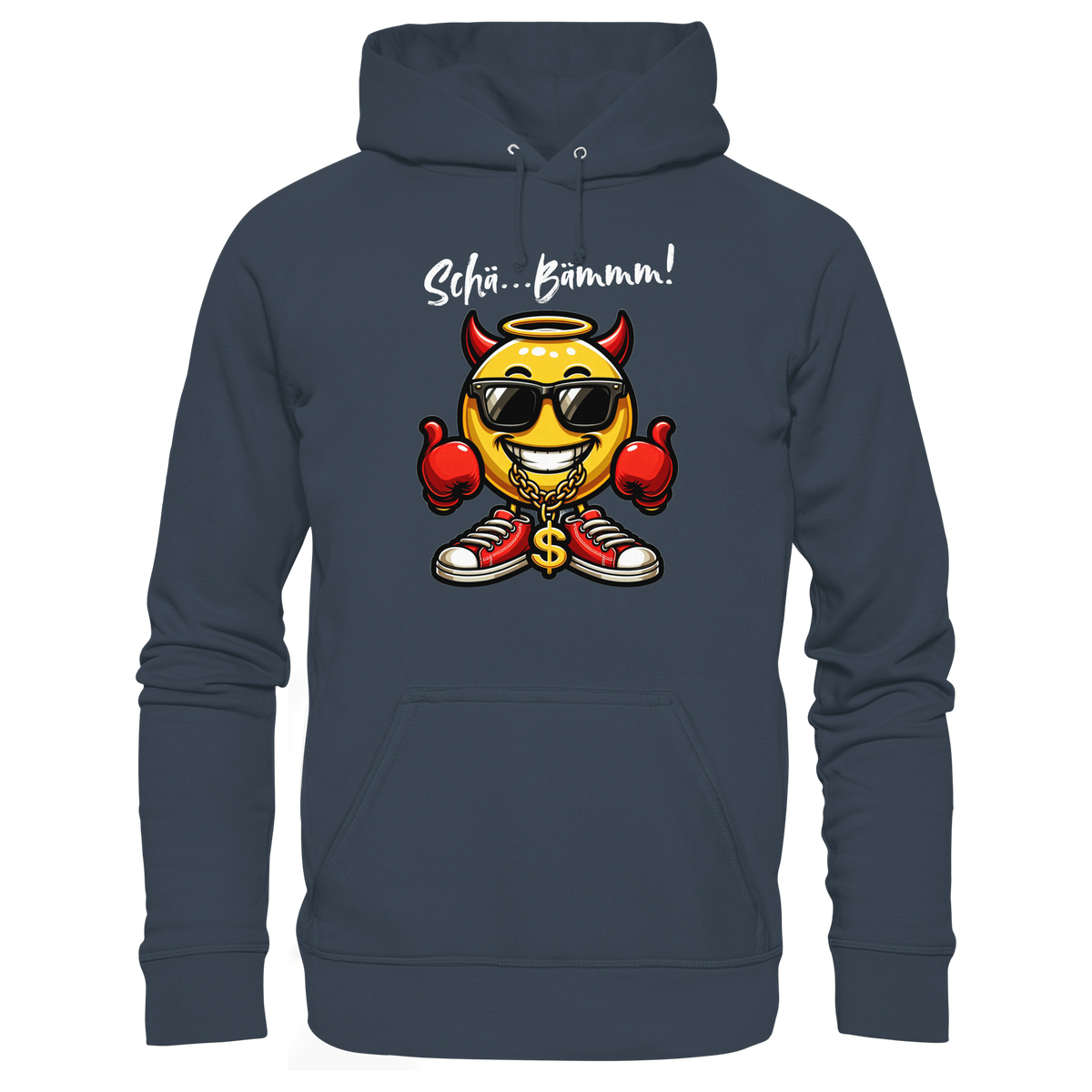 Lustiger Hoodie mit Emoji • Schä…Bämmm! • Bio-Kapuzenpullover