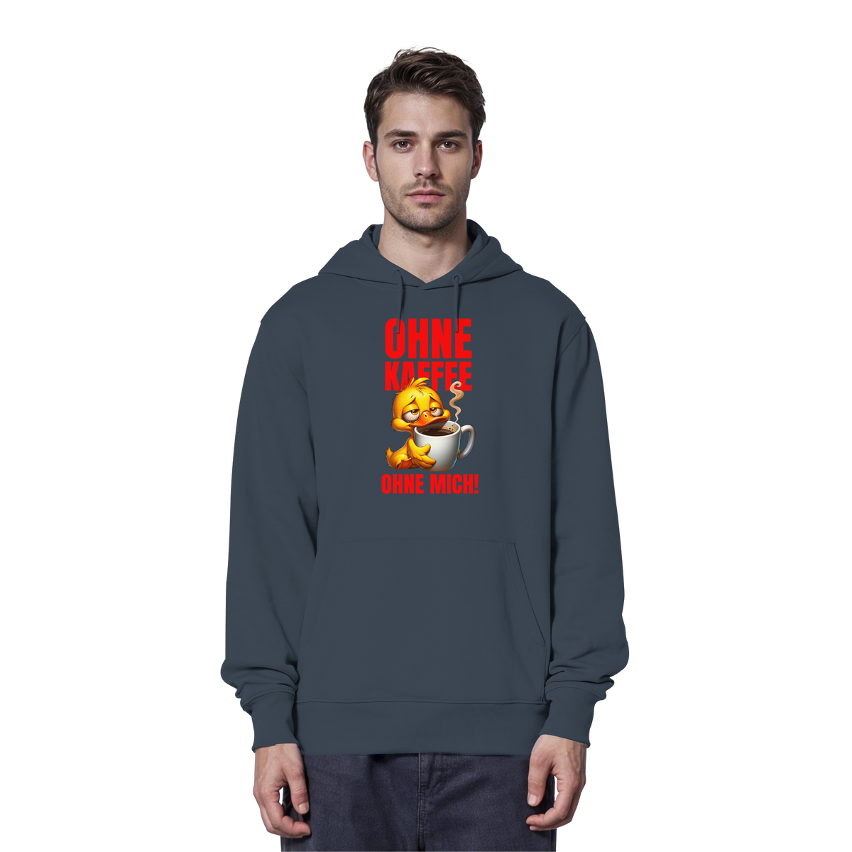 Lustiger Hoodie mit Ente • Ohne Kaffee, ohne mich! • Bio-Kapuzenpullover