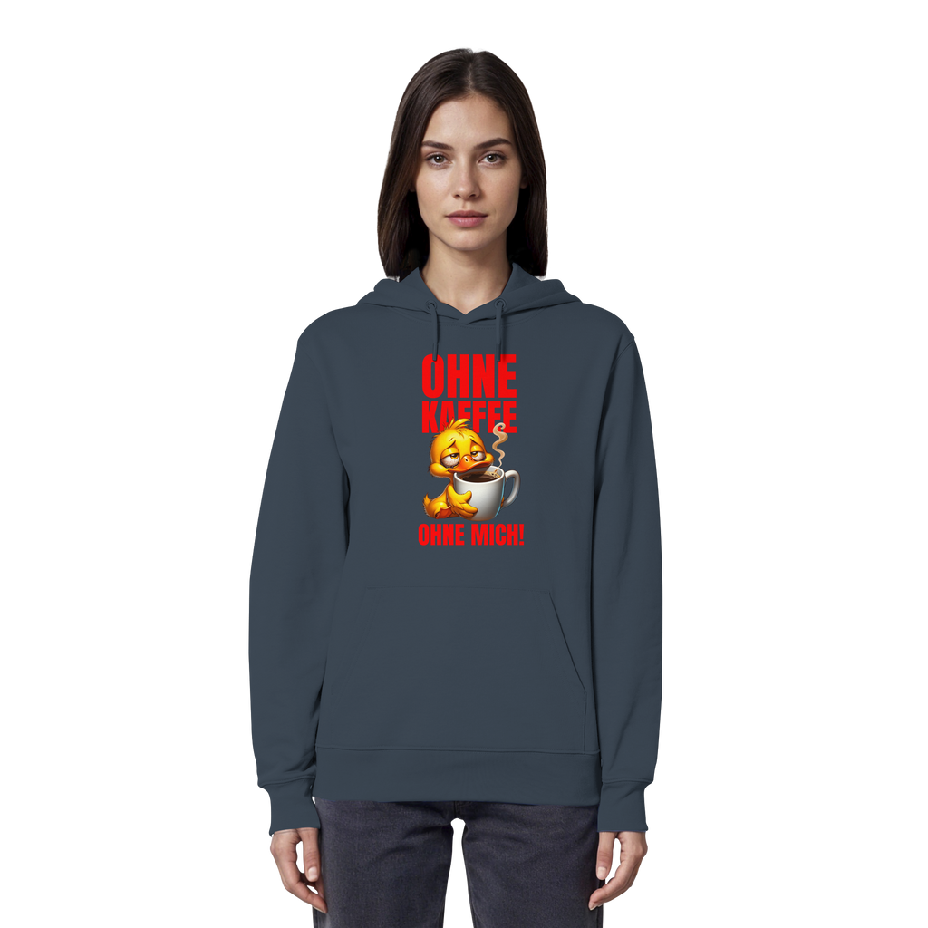 Lustiger Hoodie mit Ente • Ohne Kaffee, ohne mich! • Bio-Kapuzenpullover