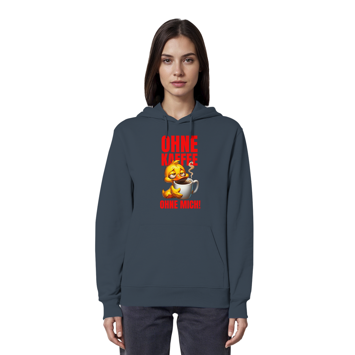 Lustiger Hoodie mit Ente • Ohne Kaffee, ohne mich! • Bio-Kapuzenpullover
