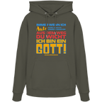 Herren Hoodie mit Spruch • Aus dem Weg du Wicht, ich bin ein Gott • Bio-Kapuzenpullover
