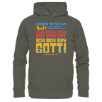 Herren Hoodie mit Spruch • Aus dem Weg du Wicht, ich bin ein Gott • Bio-Kapuzenpullover