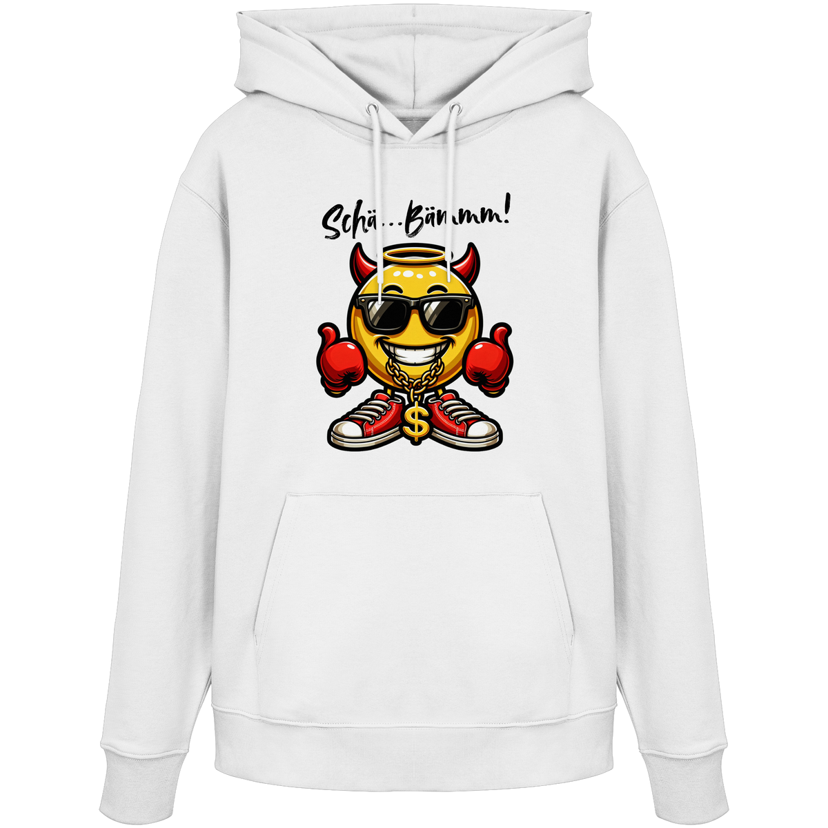 Lustiger Hoodie mit Emoji • Schä…Bämmm! • Bio-Kapuzenpullover