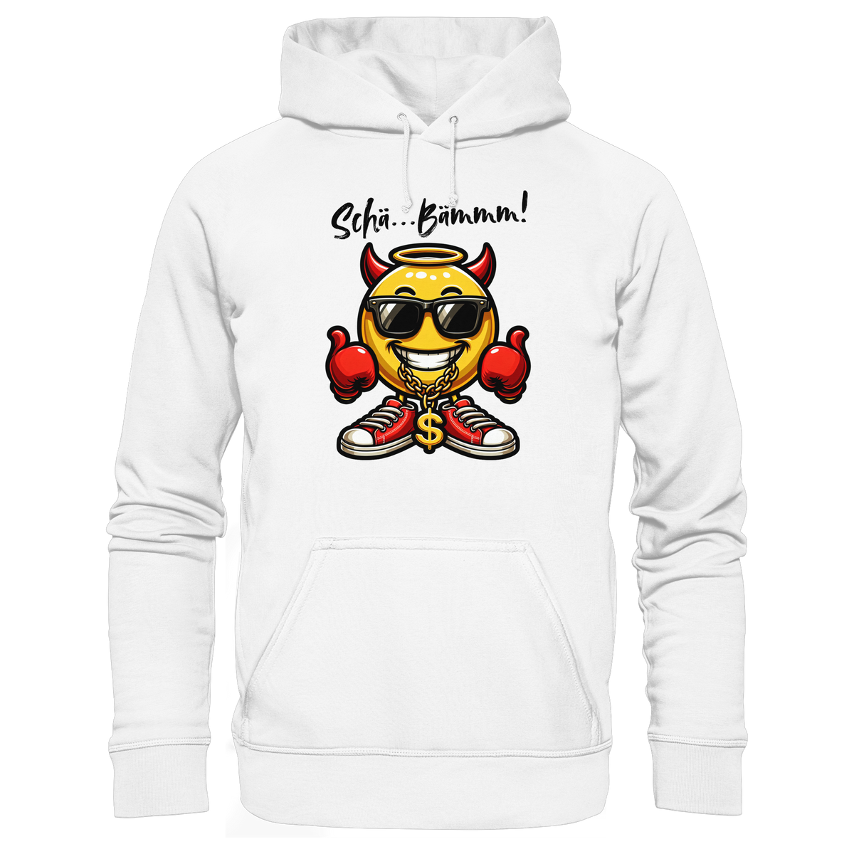 Lustiger Hoodie mit Emoji • Schä…Bämmm! • Bio-Kapuzenpullover