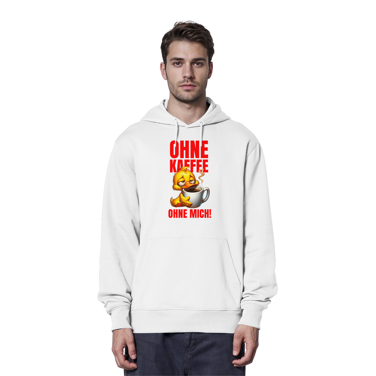 Lustiger Hoodie mit Ente • Ohne Kaffee, ohne mich! • Bio-Kapuzenpullover