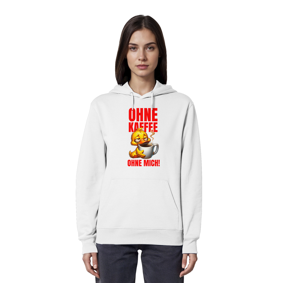 Lustiger Hoodie mit Ente • Ohne Kaffee, ohne mich! • Bio-Kapuzenpullover