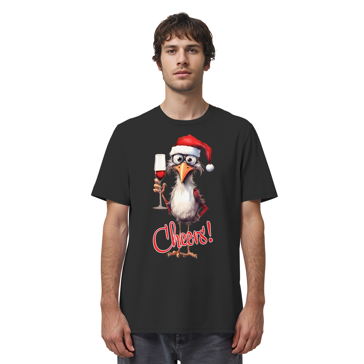 Lustiges Weihnachtsshirt • Santa Chicken Cheers! • Bio-Unisex-Shirt