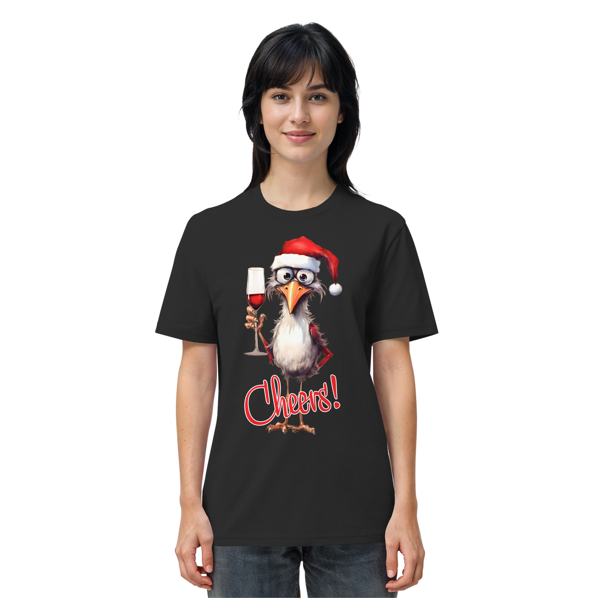 Lustiges Weihnachtsshirt • Santa Chicken Cheers! • Bio-Unisex-Shirt