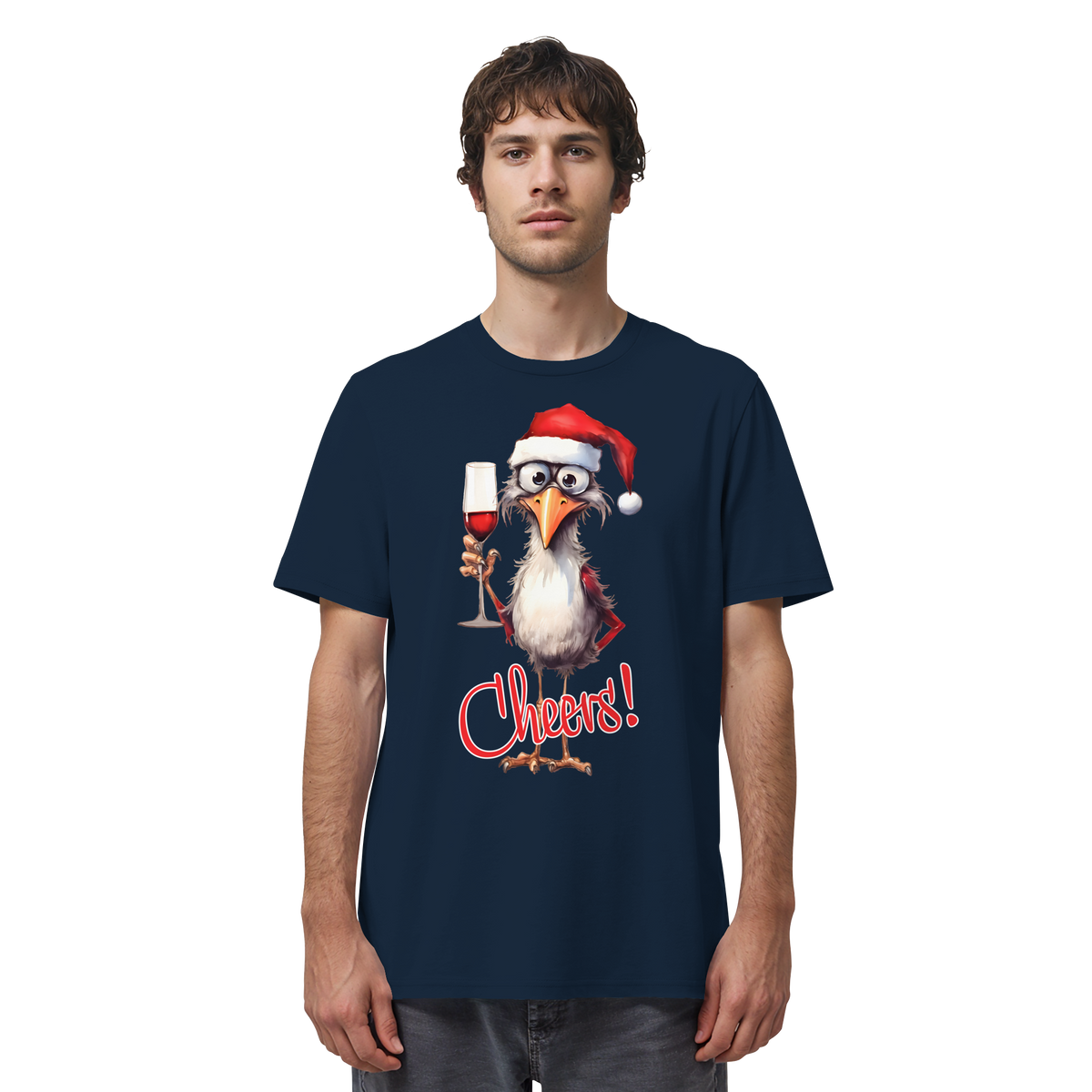 Lustiges Weihnachtsshirt • Santa Chicken Cheers! • Bio-Unisex-Shirt