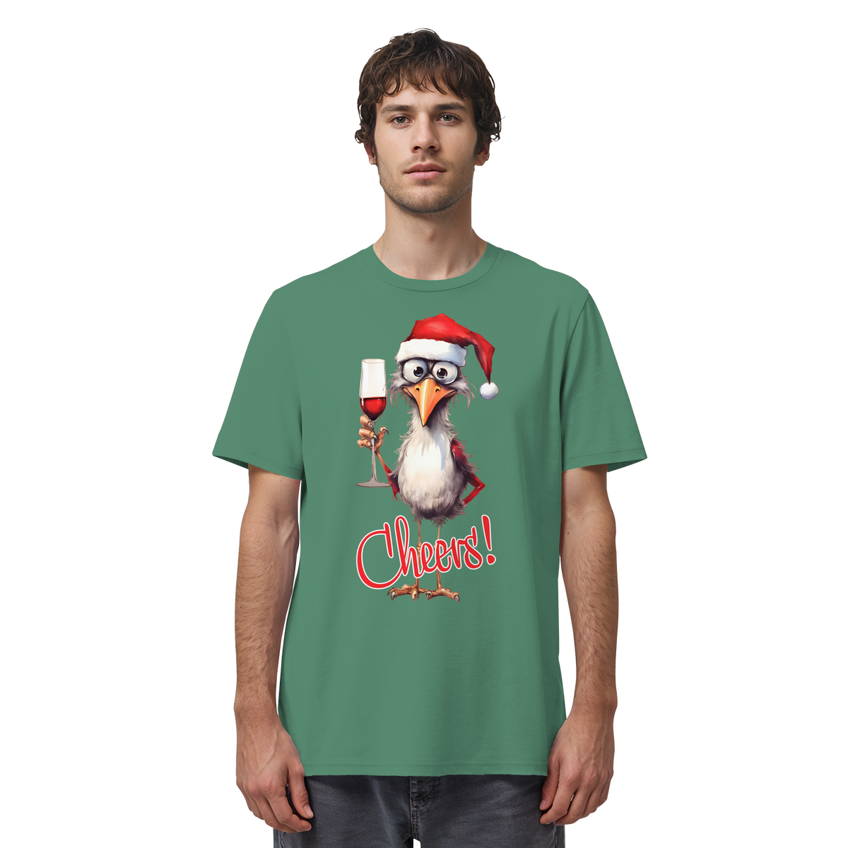 Lustiges Weihnachtsshirt • Santa Chicken Cheers! • Bio-Unisex-Shirt