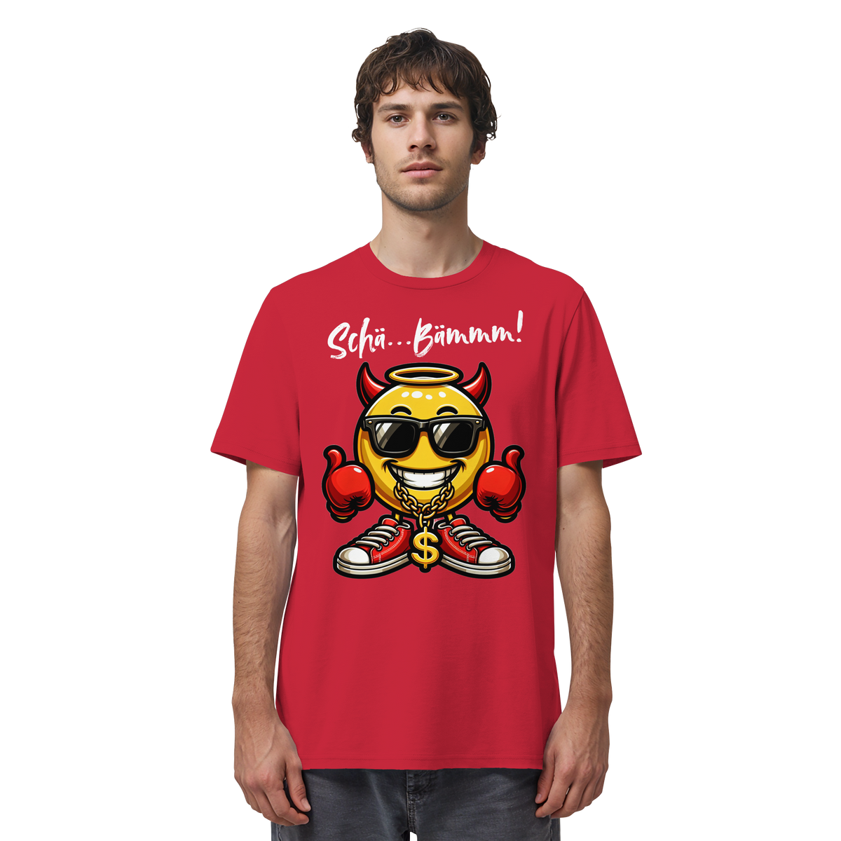 Lustiges T-Shirt mit Emoji • Schä…Bämmm! • Bio-Unisex-Shirt