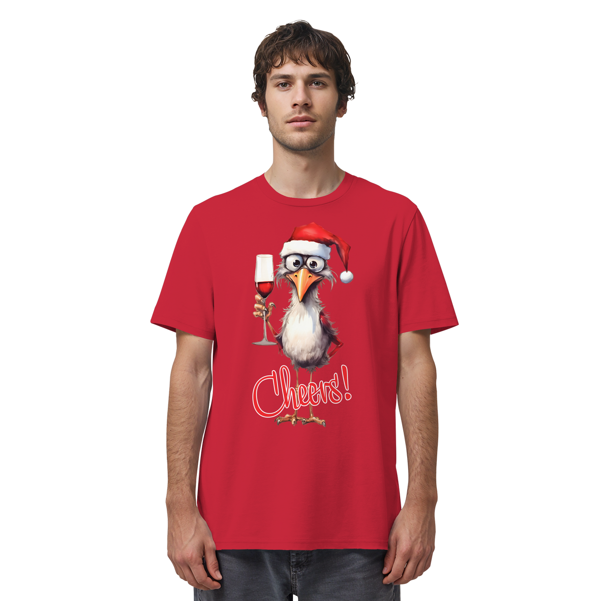 Lustiges Weihnachtsshirt • Santa Chicken Cheers! • Bio-Unisex-Shirt