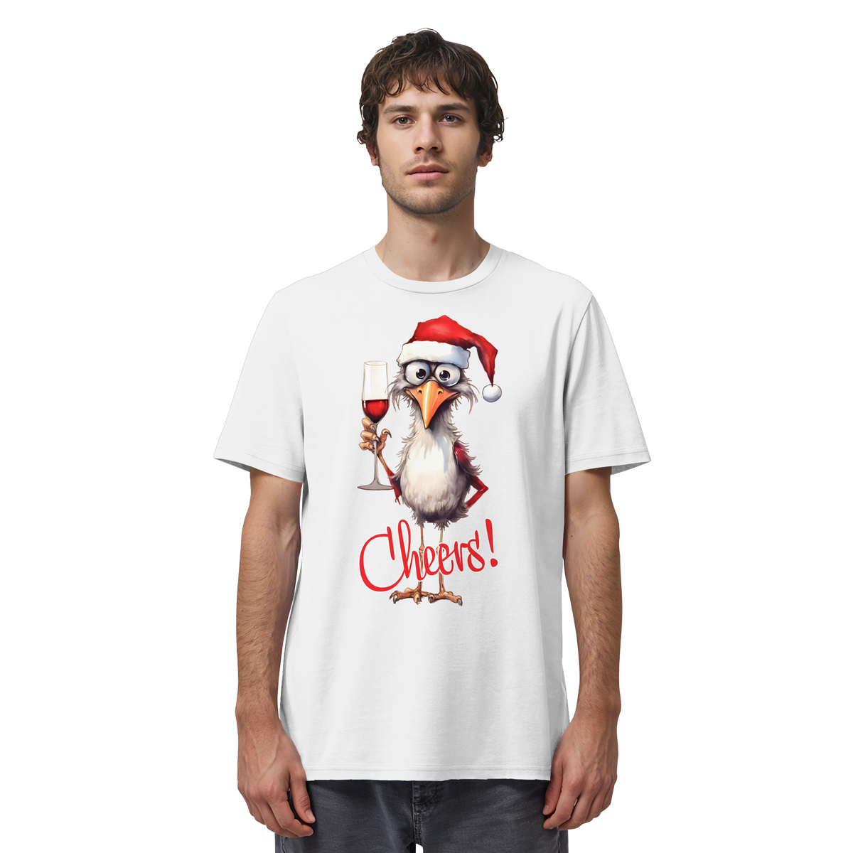 Lustiges Weihnachtsshirt • Santa Chicken Cheers! • Bio-Unisex-Shirt