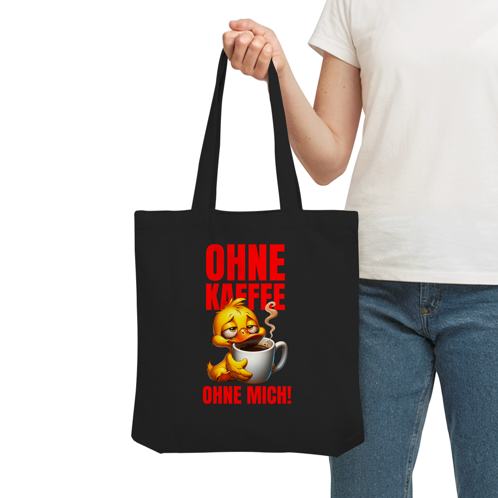 Jutebeutel mit Ente • Ohne Kaffee, ohne mich! • Bio-Stofftasche