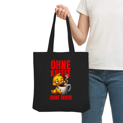 Jutebeutel mit Ente • Ohne Kaffee, ohne mich! • Bio-Stofftasche