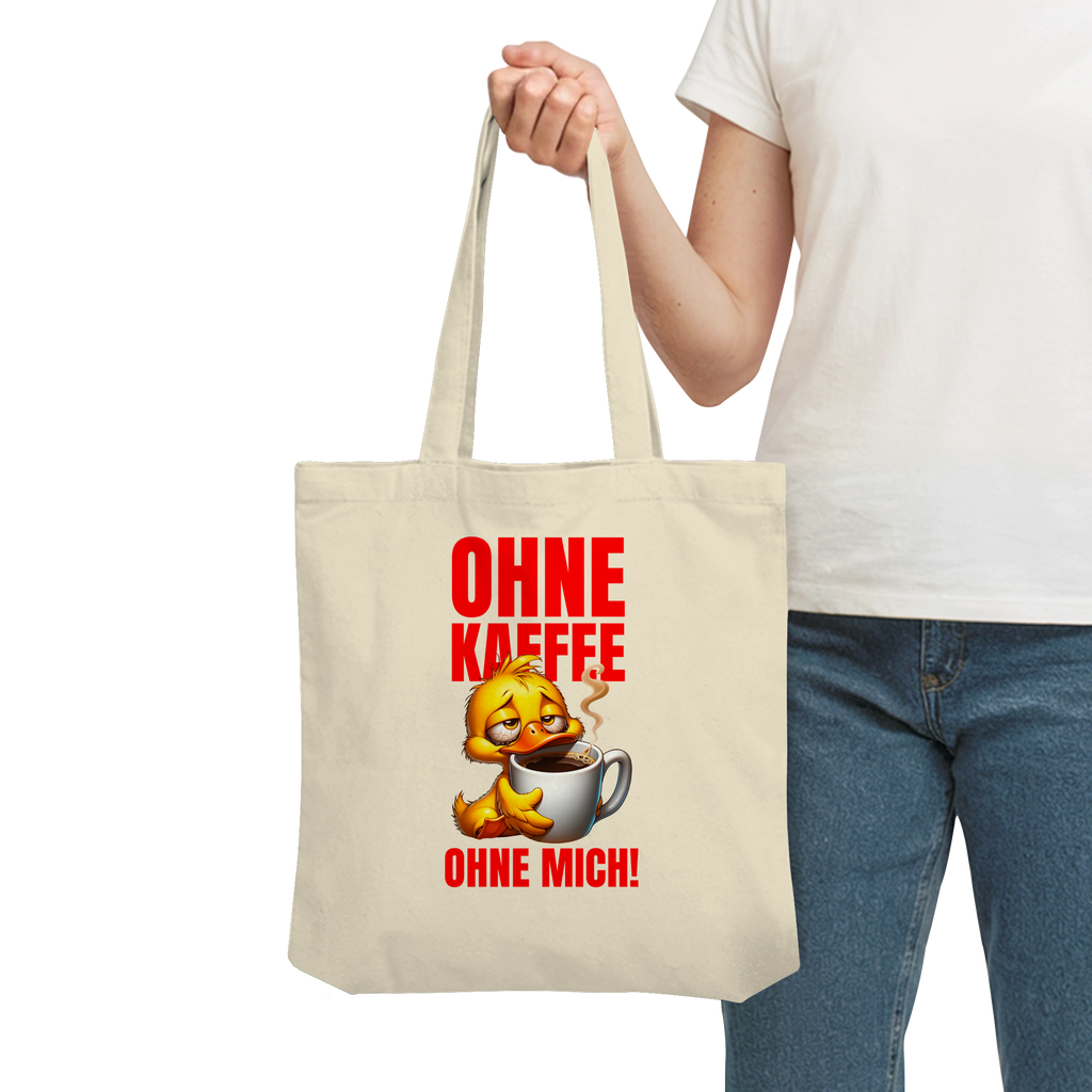 Jutebeutel mit Ente • Ohne Kaffee, ohne mich! • Bio-Stofftasche