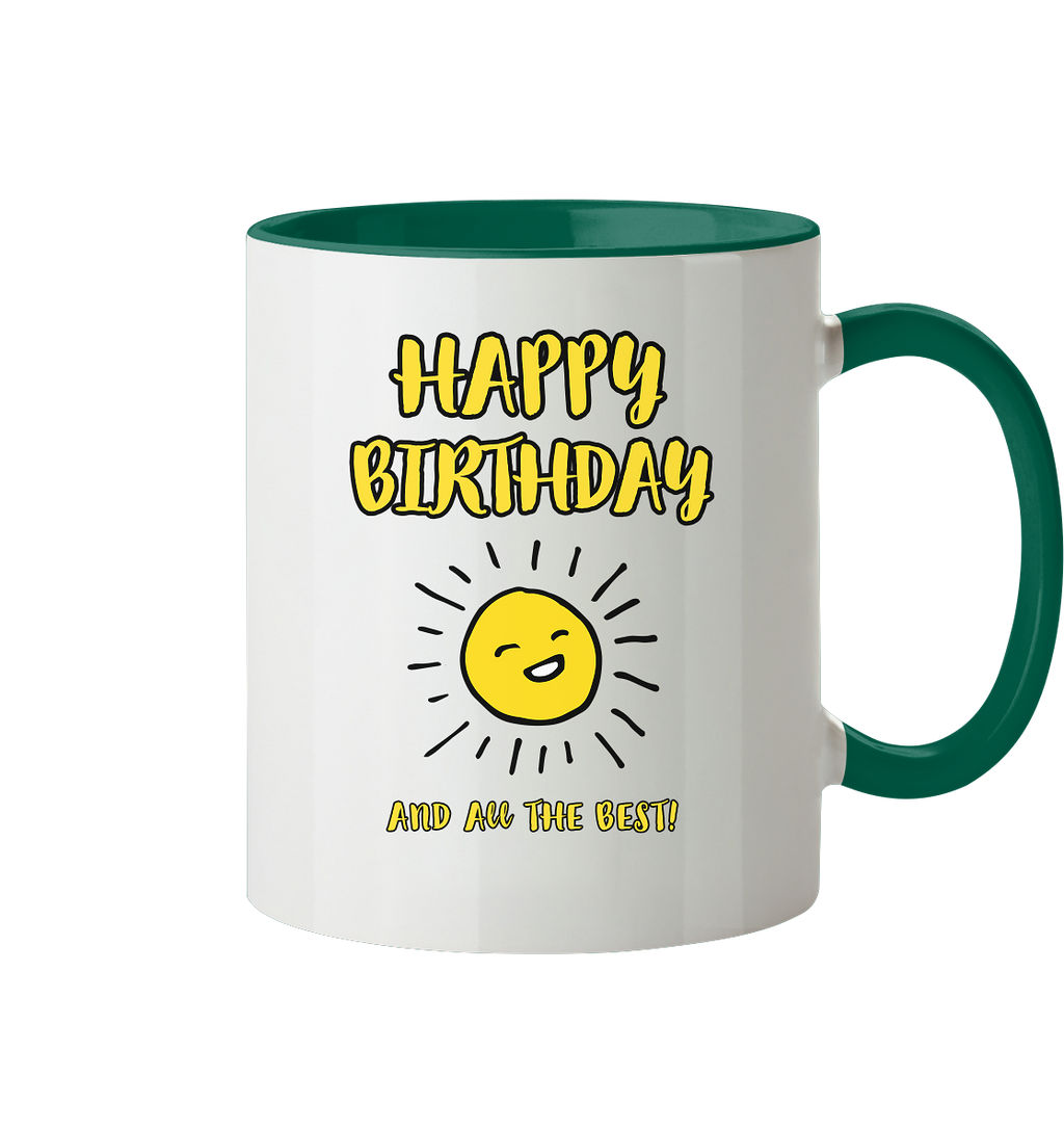 Geburtstagstasse Happy Birthday and all the best • 330 ml zweifarbig