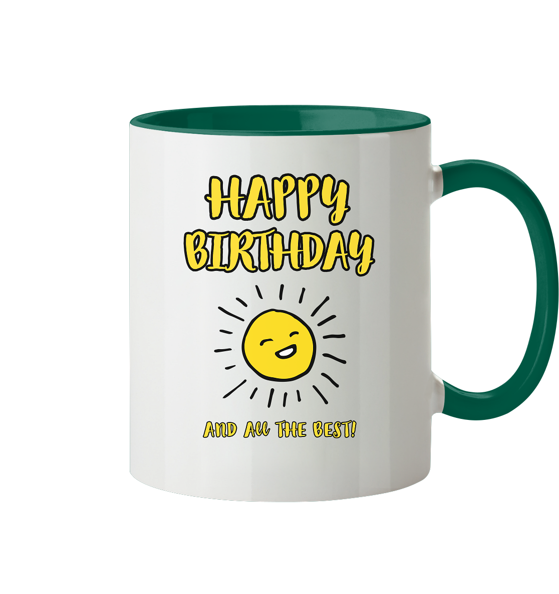 Geburtstagstasse Happy Birthday and all the best • 330 ml zweifarbig