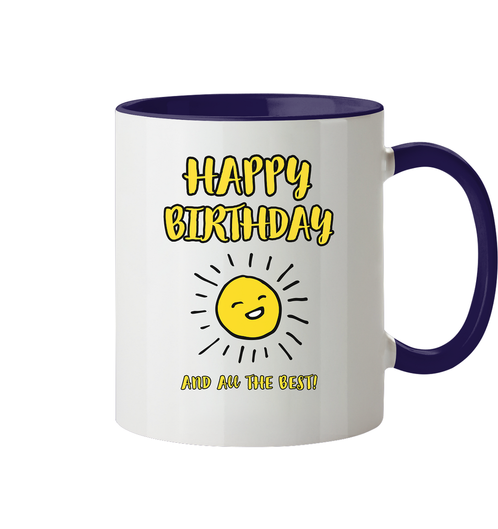 Geburtstagstasse Happy Birthday and all the best • 330 ml zweifarbig