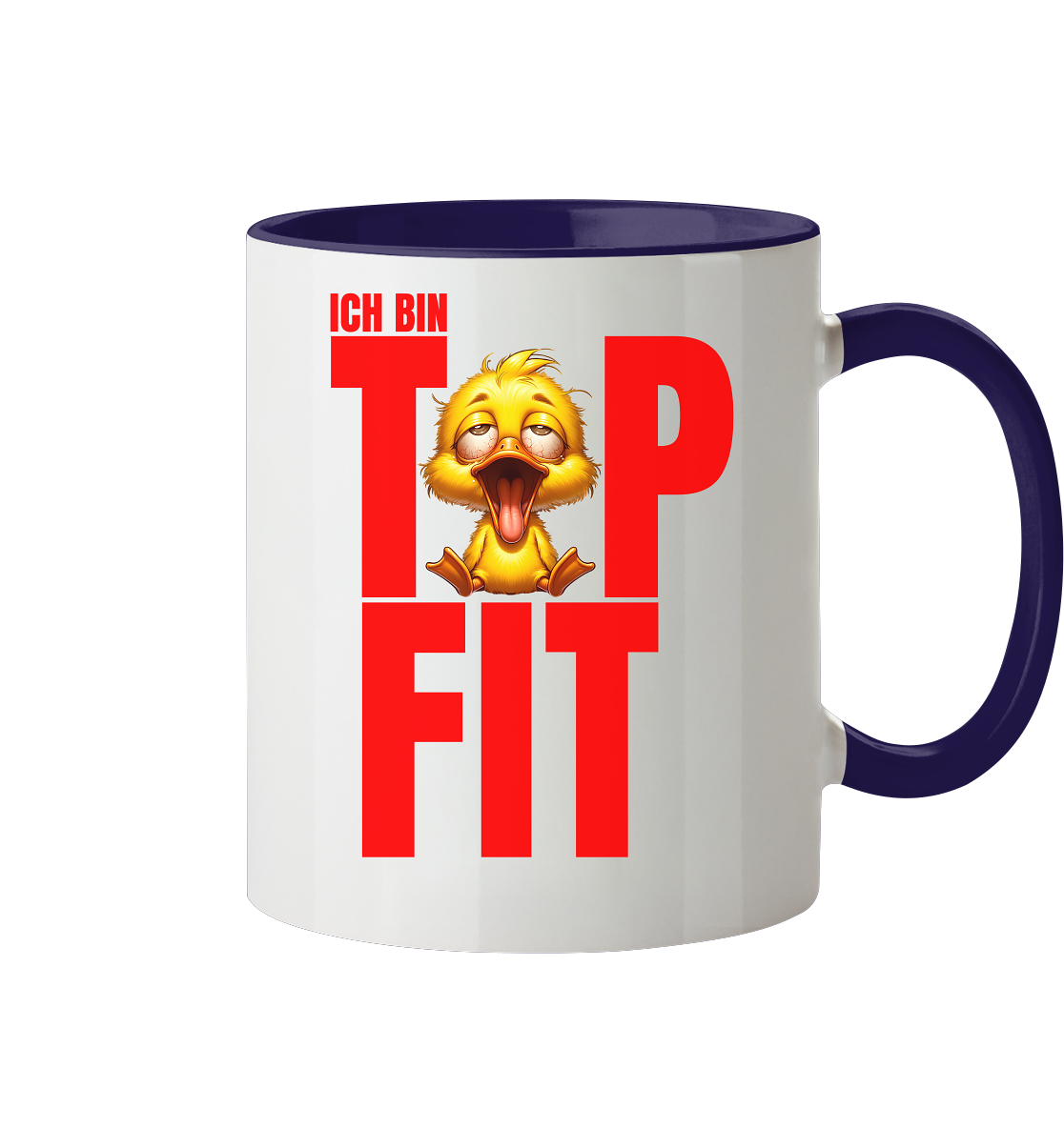 Lustige Tasse mit Ente • Ich bin top fit • 330 ml zweifarbig