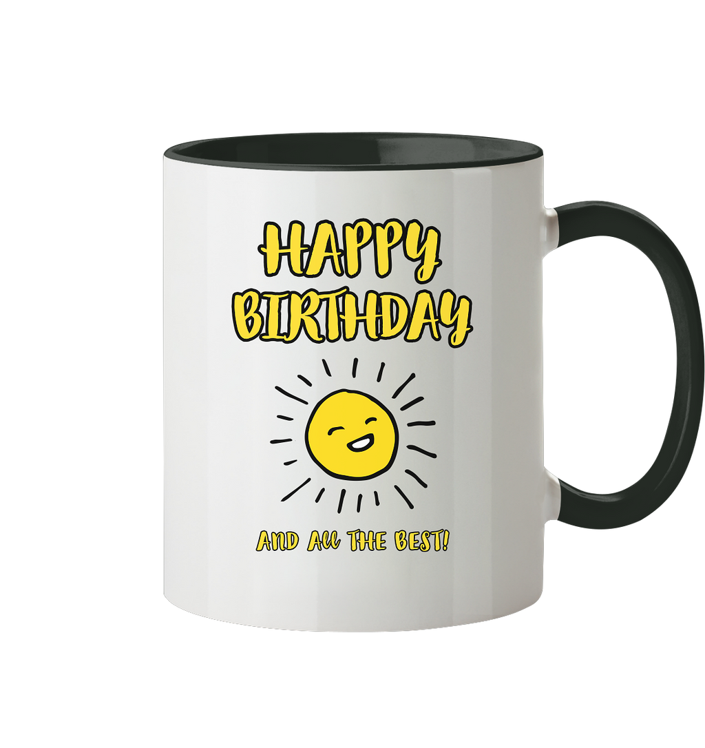 Geburtstagstasse Happy Birthday and all the best • 330 ml zweifarbig
