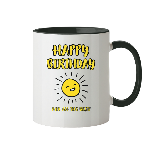 Geburtstagstasse Happy Birthday and all the best • 330 ml zweifarbig