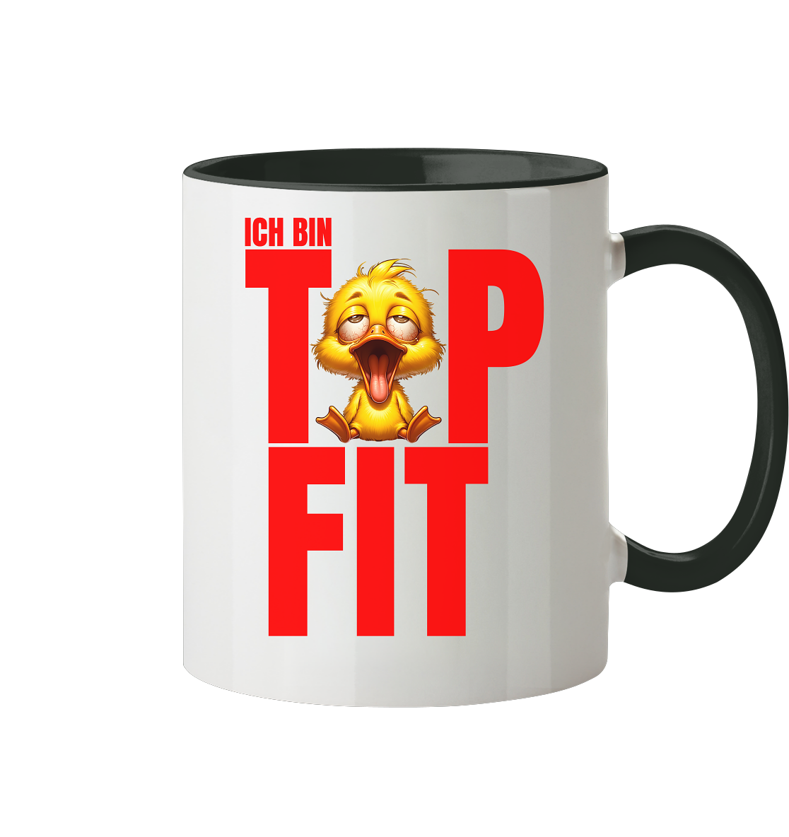 Lustige Tasse mit Ente • Ich bin top fit • 330 ml zweifarbig