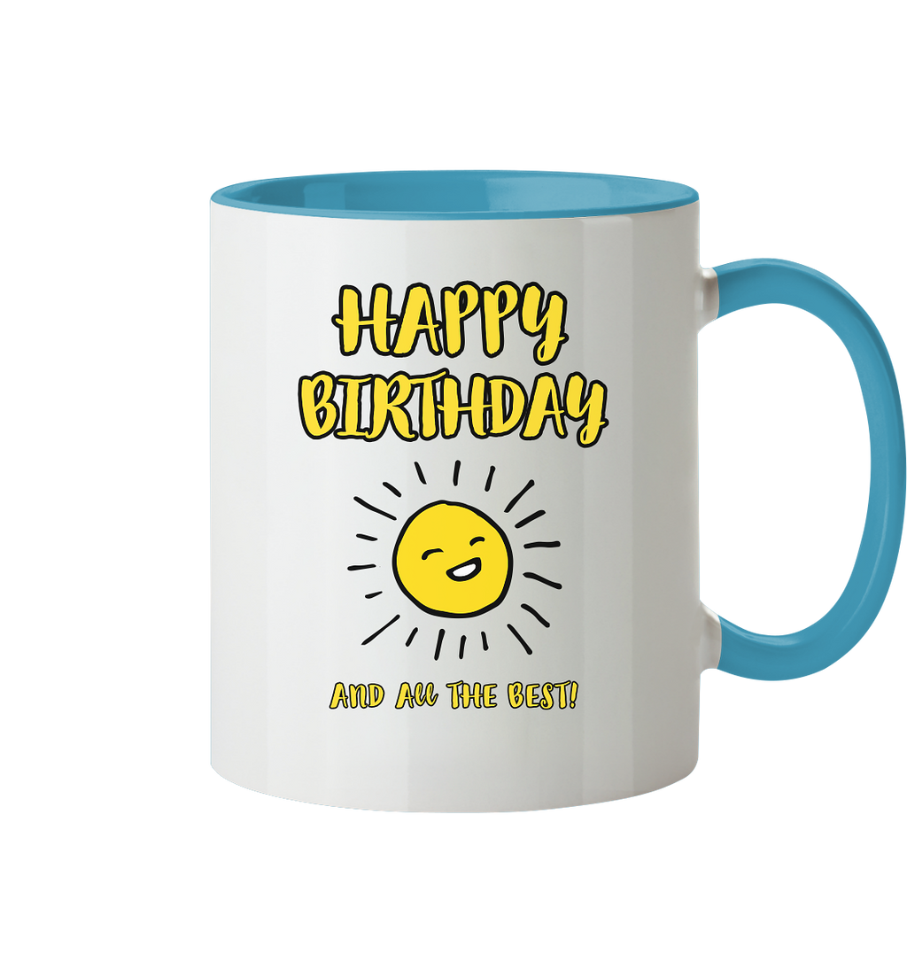 Geburtstagstasse Happy Birthday and all the best • 330 ml zweifarbig
