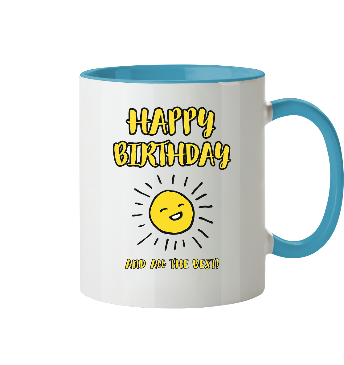 Geburtstagstasse Happy Birthday and all the best • 330 ml zweifarbig