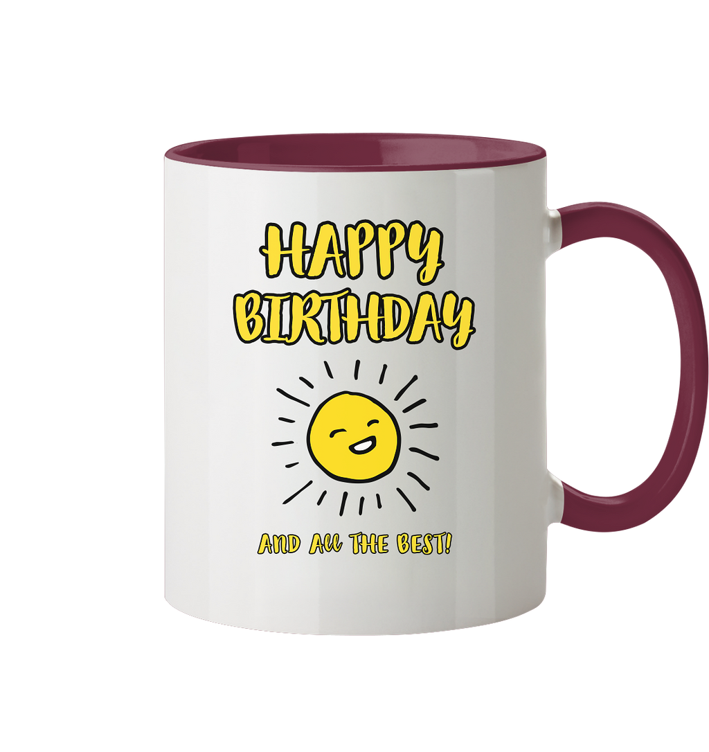 Geburtstagstasse Happy Birthday and all the best • 330 ml zweifarbig